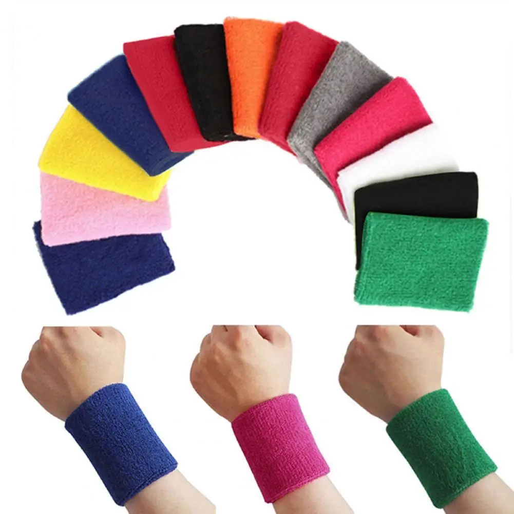 1Pc Wristband Light Weight Cotton Yarn Men Women Sports Tennis Badminton Sweatband Sweat Absorbing Wrist Support Wrist Strap