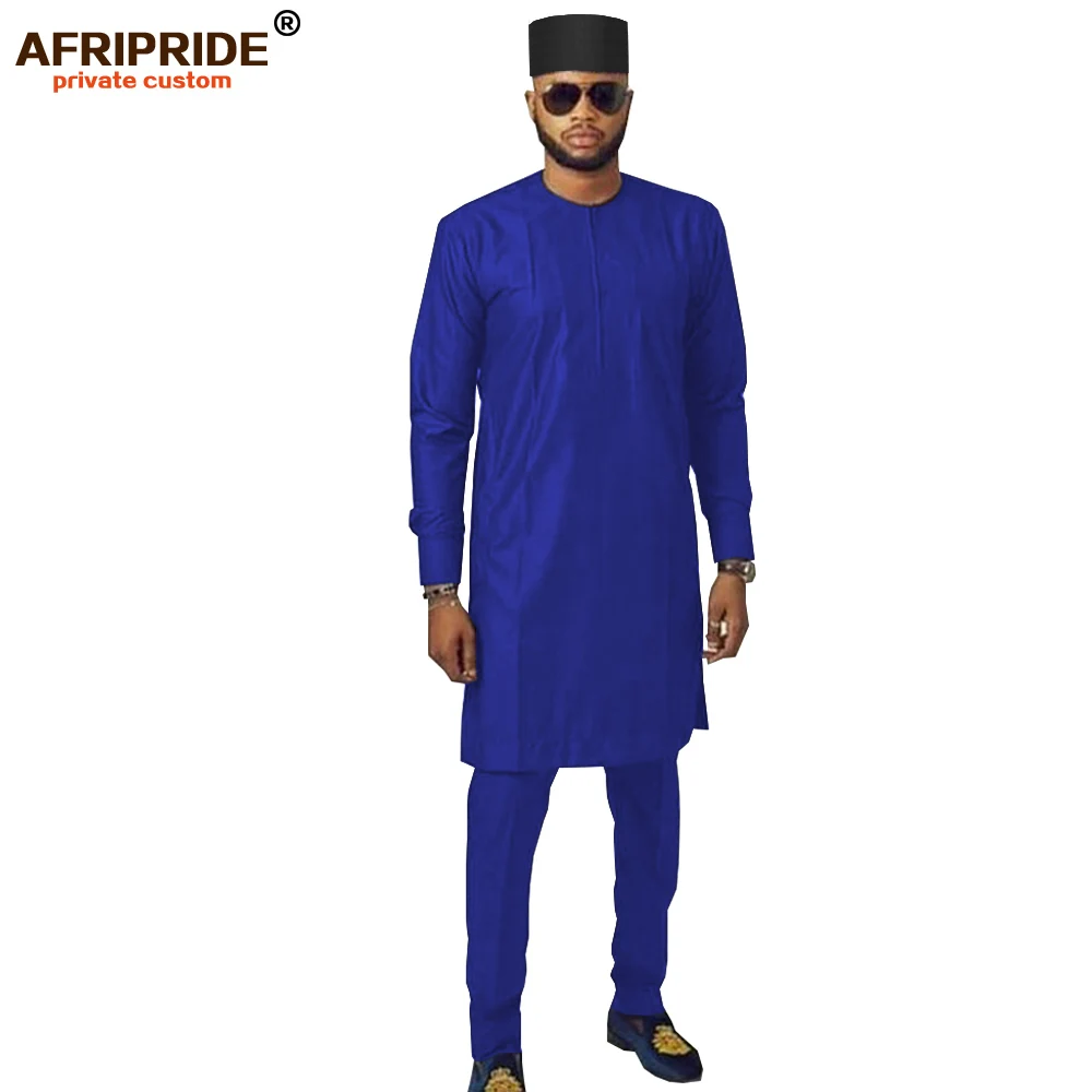 

2019 Мужская трехмерная одежда, Африканский Дашики, пальто с длинным рукавом и карманами, костюм из головного убора AFRIPRIDE A1916015
