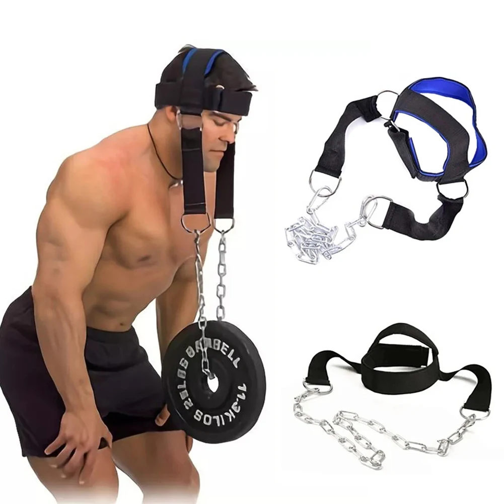 

Тренажерный зал Фитнес Крышка подшипника Регулируемый шейный ремень со стальной цепью Тренажер для шеи Тренировка силы мышц шеи