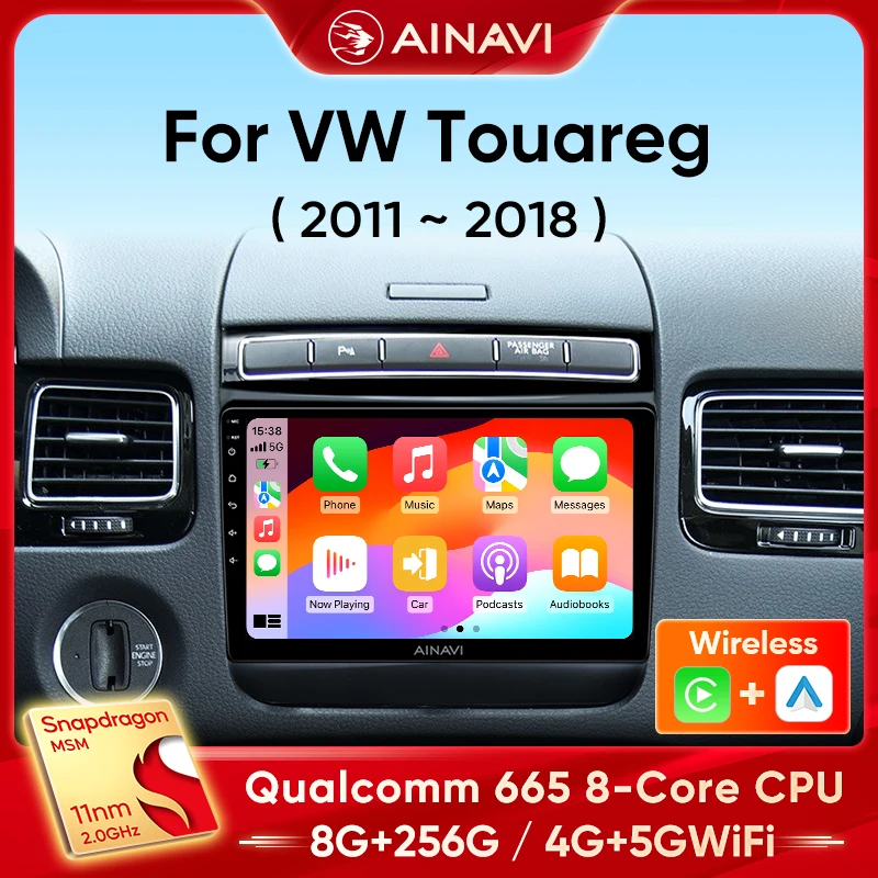 Ainavi Car Radio For Volkswagen VW Touareg 2012 2013 2014 2016 2018 Wireless Carplay Android Auto Car Stereo Multimedia Player