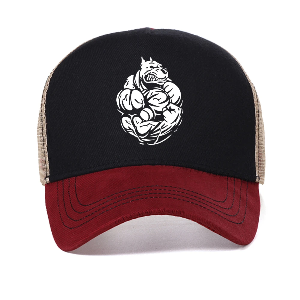 

Funny American Bull Pitbull Bodybuilding Gym baseball cap Summer Trendy Cool mesh Snapback hat adjustable trucker hats