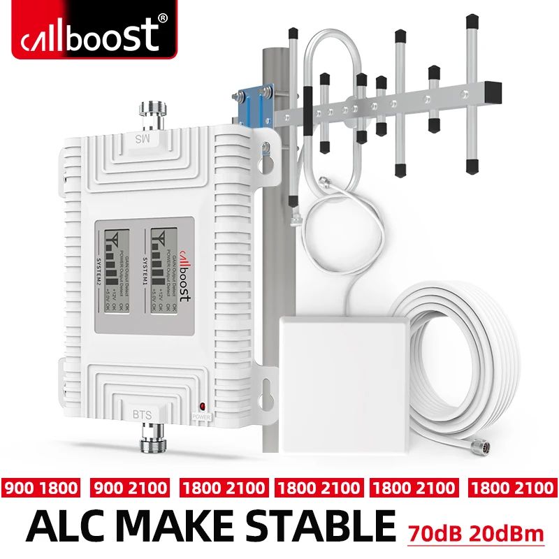 Callboost 900 1800 2100 4G Signal Cell Phone Booster GSM 2G 3G 4G Antenna Kit Mobile Network Cellular Communication Amplifier 4G