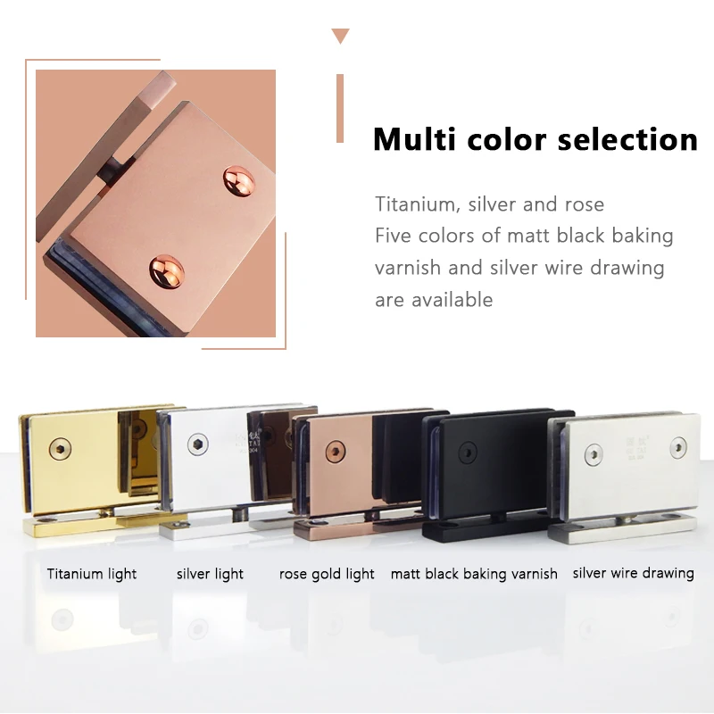 360° Rotating Shaft Shower Room Glass Door Heaven and Earth Clip 304 Stainless Steel Hinge Bathroom Glass Clip Titanium Gold