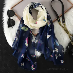 Lenço Chiffon Hijab floral impresso para mulheres, bandanas, toalhas de praia, envoltório de véu muçulmano, foulard feminino, moda, verão, 2023