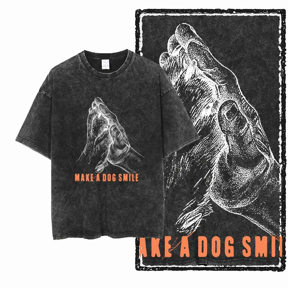 Camisetas para hombres y mujeres con estampado de perro 100_ de algodón de talla grande _ camisetas retro frescas con cuello redondo para hombres y mujeres en escabeche
