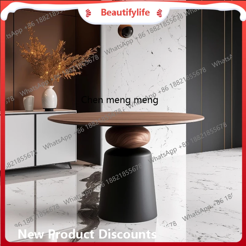 

Italian minimalist solid wood round dining table, household round table in the ancient style creative restaurant table H