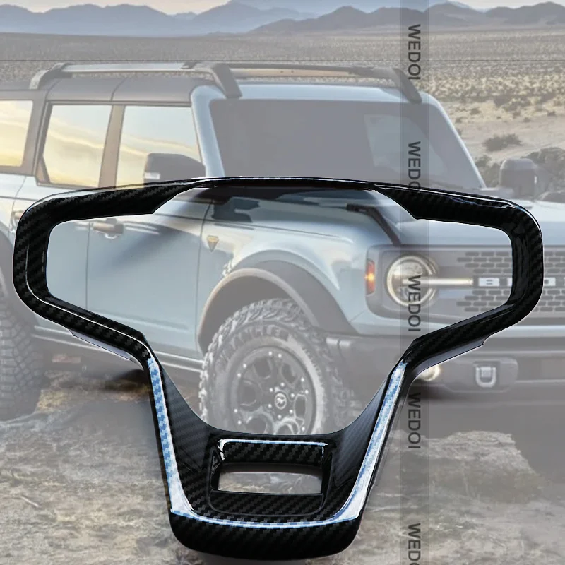 

High Quality Car Steering Wheel Decorative Cover Trim Decal for Ford Bronco Accessories ABS Carbon Pattern