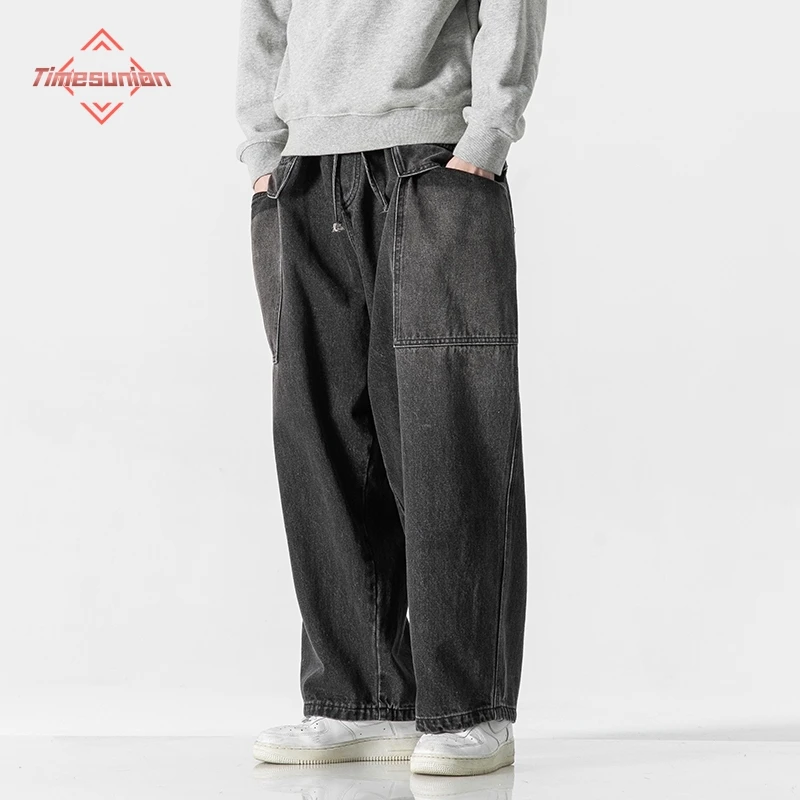

Autumn Men Baggy Jeans Y2k Streetwear Skater Vintage Plain Pants Casual Wide Leg Jeans Loose Fit Denim Hip Hop Straight Jeans