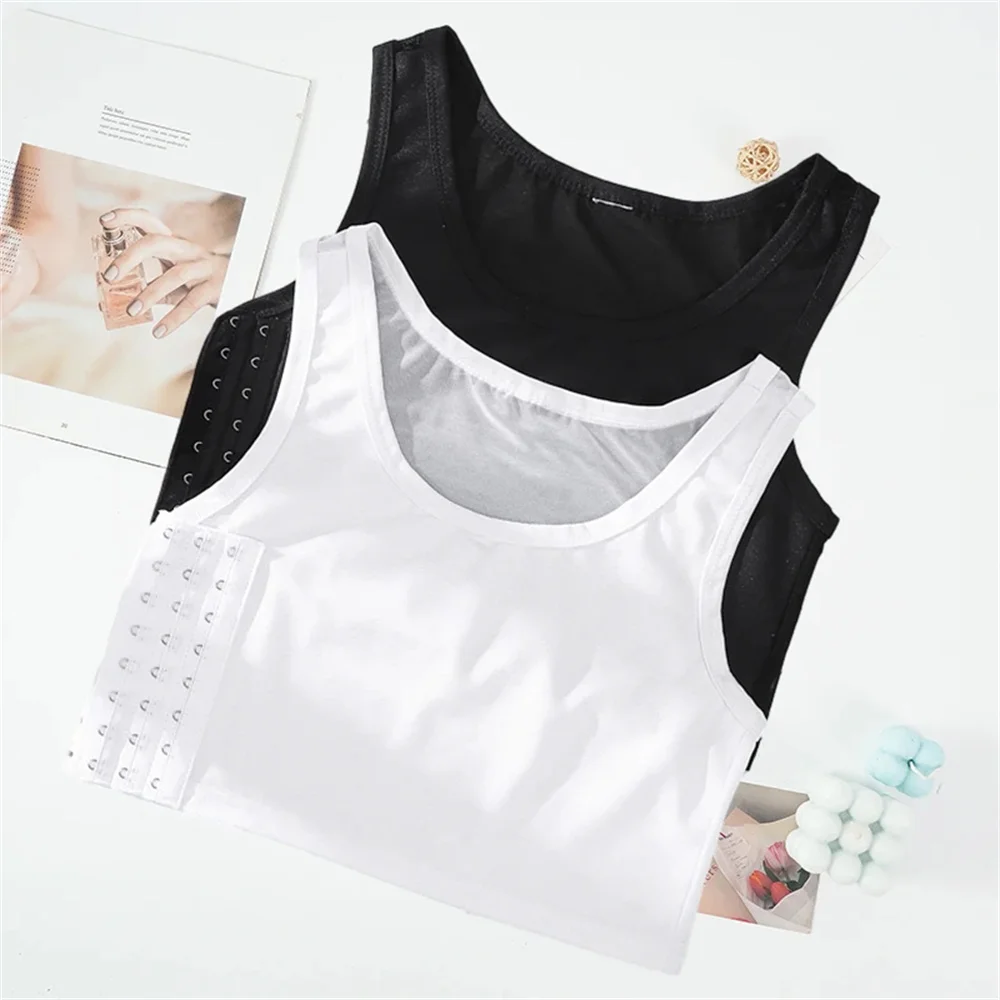 Women\'s Chest Folder Underwear Sleeveless T-Shirt Wireless Chest Packaging Breathable Bandage Short Vest With Side Buttons