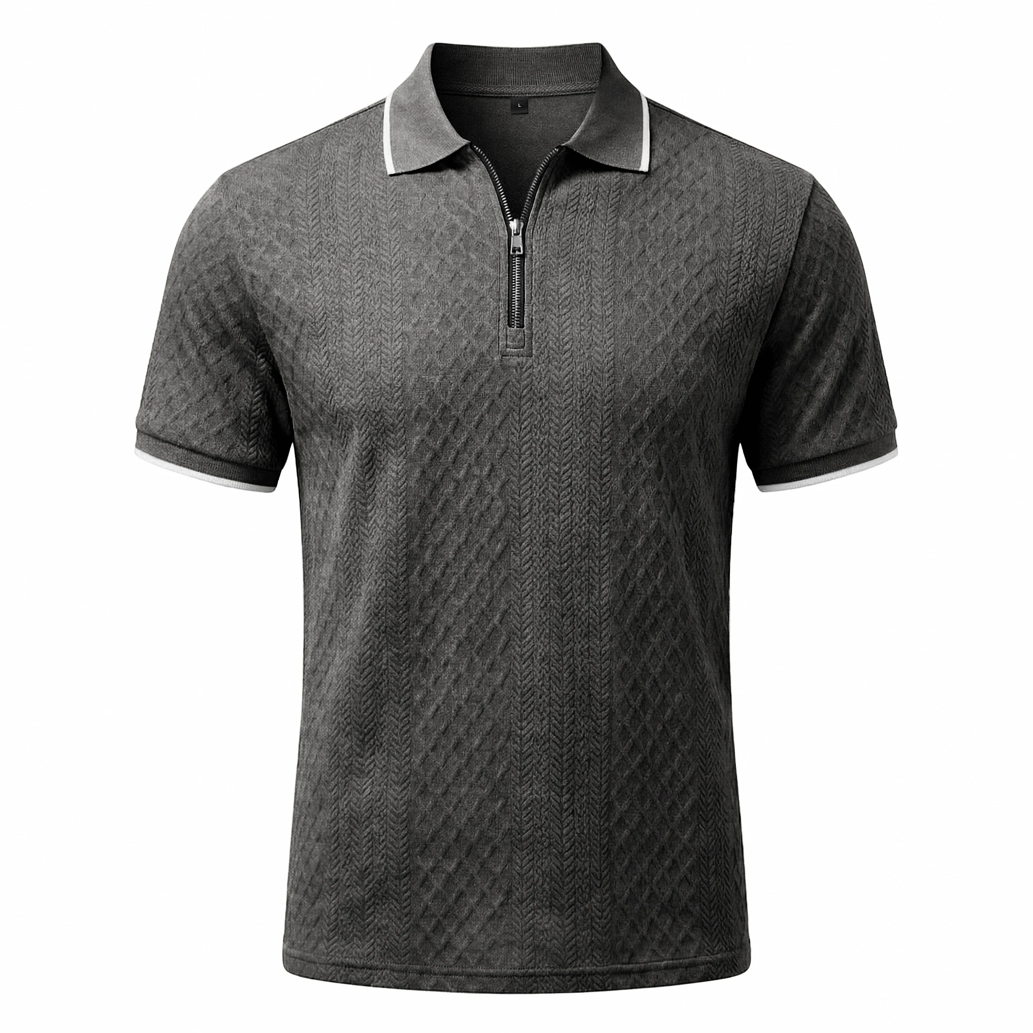 Sommer Herren Casual Business Kurzarm 9-Farben Jacquard 1/4 Reißverschluss Poloshirt | Strukturiertes Polo-Top mit Reißverschluss und kurzen Ärmeln – Detail 38