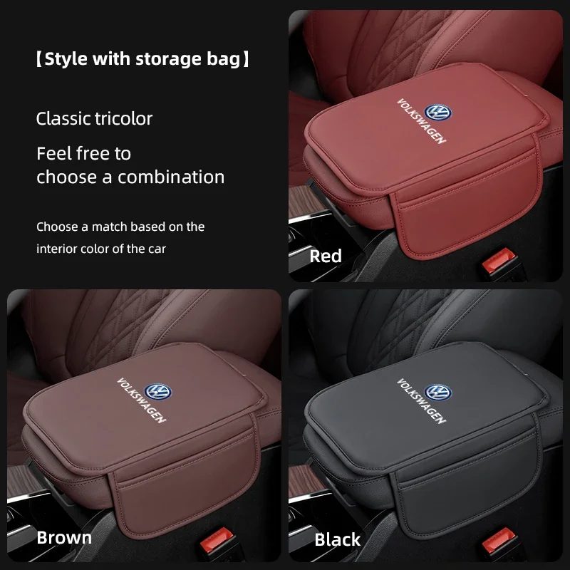 Car Armrest Box Pad Storage Bag Elbow Support Mat Leather For VW Jetta Golf GTI Tiguan Transporter Passat Polo Touran Arteon GTD