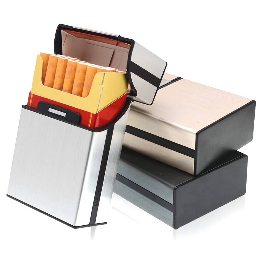 Portable Slim Aluminum Cigarette Case Regular King Size Plastic Cigar Tobacco Holder Box Storage Container Smoking Accessories