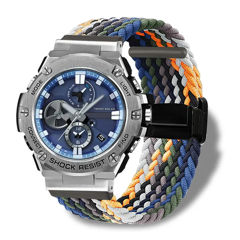 For Casio Steel Heart GST-B100/w300/400g/s310 Nylon Braided Strap Men's Modification view 5