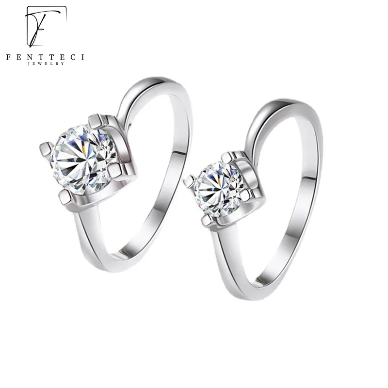 

FENTTECI Moissanite Ring with Certificate Pass Tester S925 Sterling Silver Gold Plated Wedding Engagement Fine Jewelry for Women