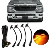 4 Pcs Auto 12LED Smoke Front Grille LED Amber Light Raptor Style Cover For Ram 1500 Car DIY Decorative Light Bulb Accessories