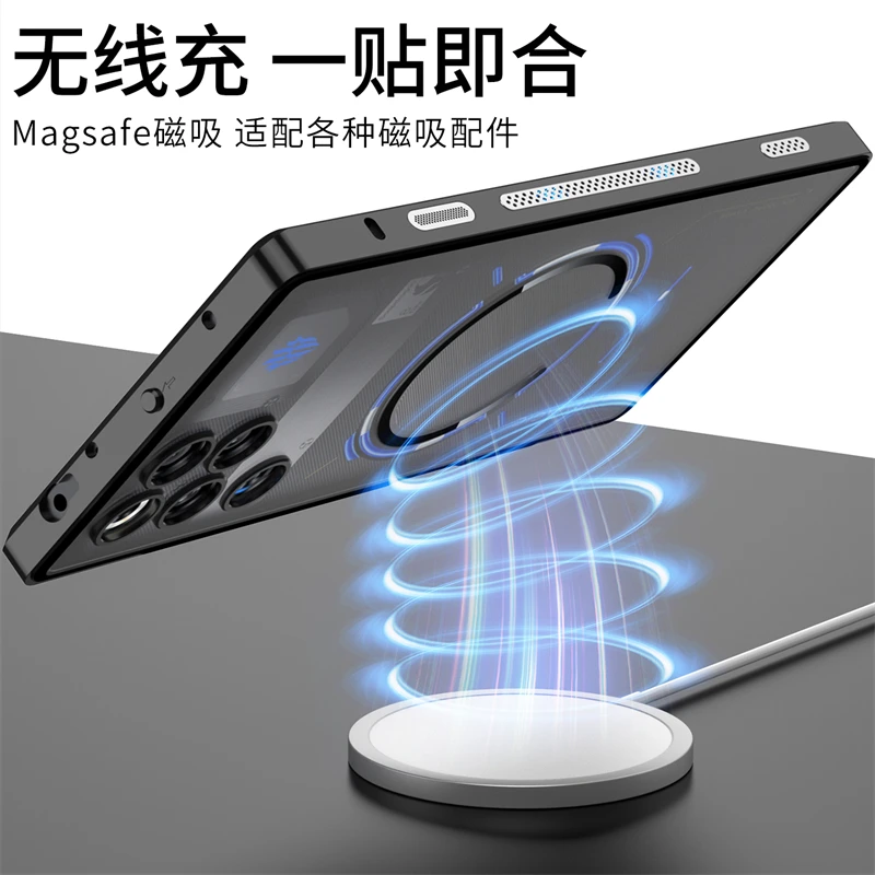 حافظة مغناطيسية لهاتف Redmagic 11 Pro Plus حافظة بإطار معدني من سبائك الألومنيوم لهاتف Nubia Red Magic 11 Pro + 5G غطاء أكريليك شفاف غير لامع