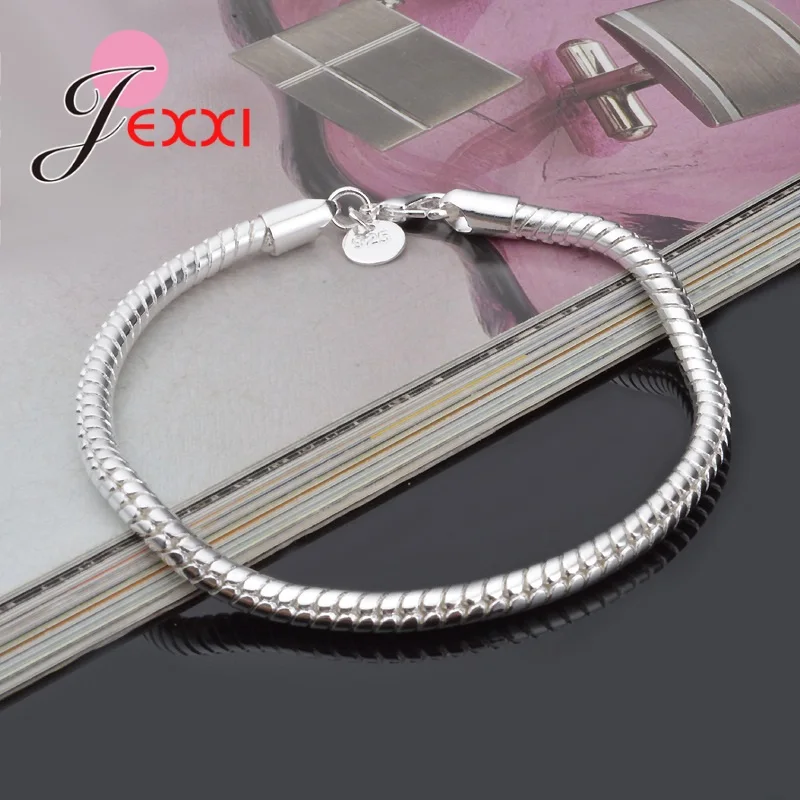 Promotion Sale Real Pure 925 Silver Needle Chain Bracelet for Men Women Unisex Jewelry with Lobster Clasps High Quality Bangle