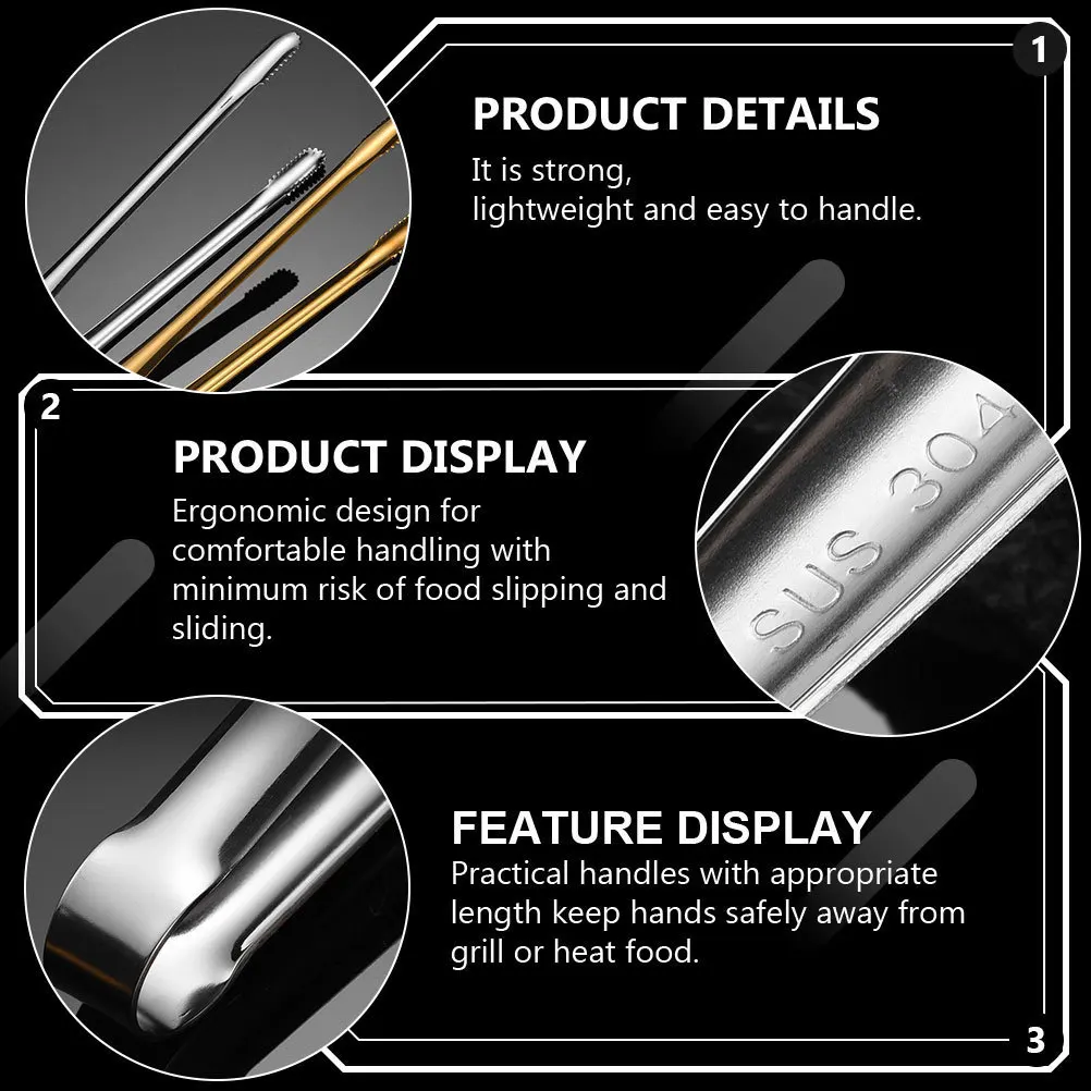 

2Pcs Stainless Steel Bbq Tongs Food Clamp Antislip Design for Outdoor Picnic Barbecue Steak Cooking Barbecue Tongs