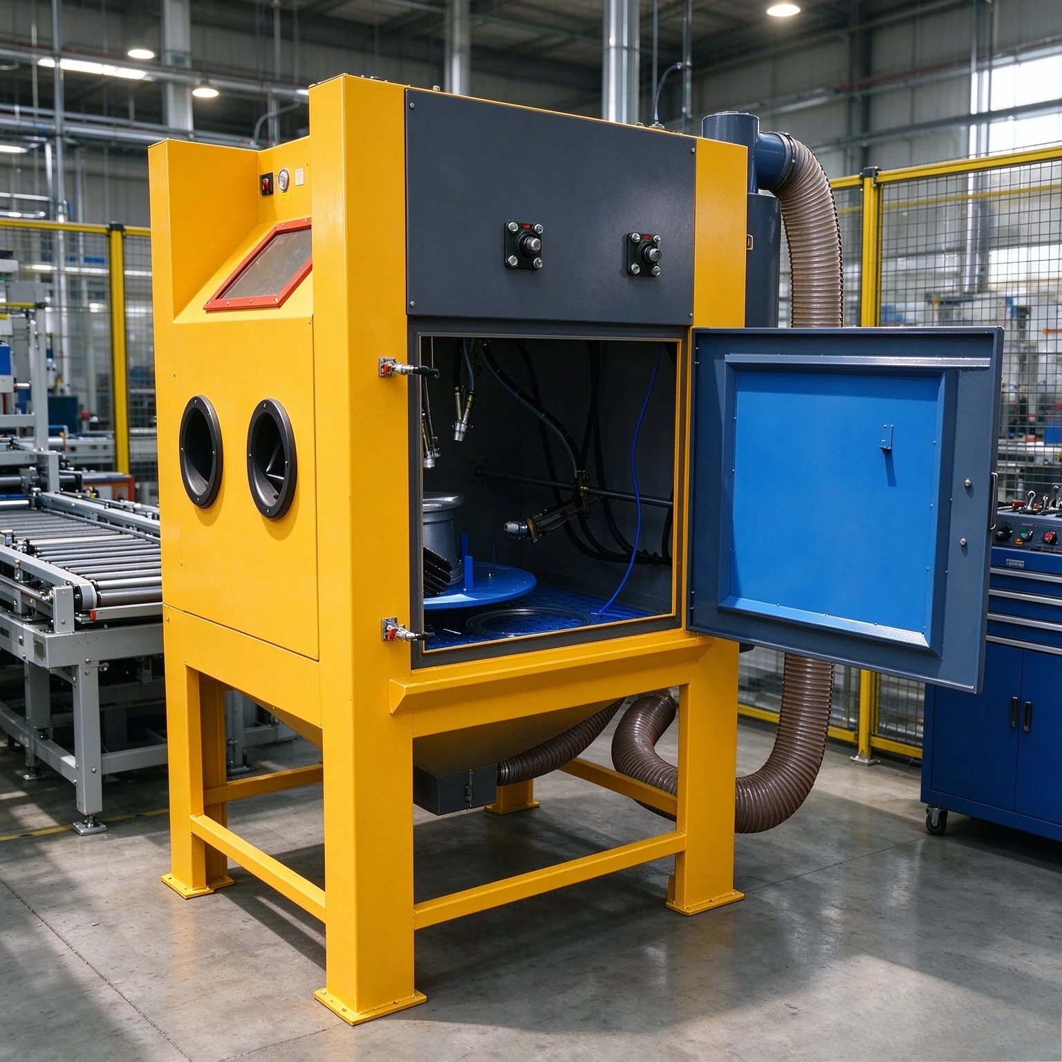 Automatic Rotary Table Sandblasting Machine Abrasive Blasting System for Metal Parts Surface Treatment and Batch Processing