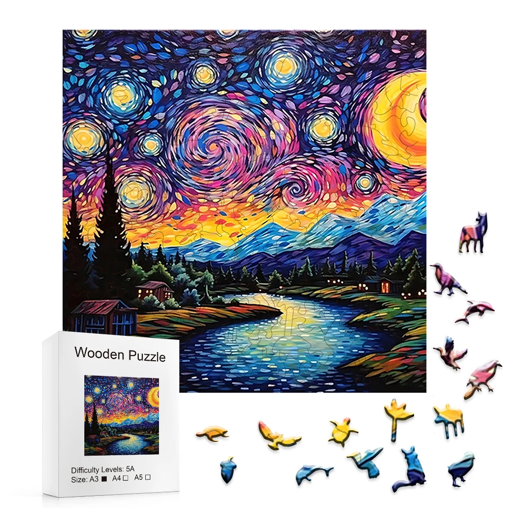 3D Wooden Puzzle Starry Space Adult Gift Puzzle Puzzle puzzle Art Decoration Wall Decoration Gift Children's Intelligence