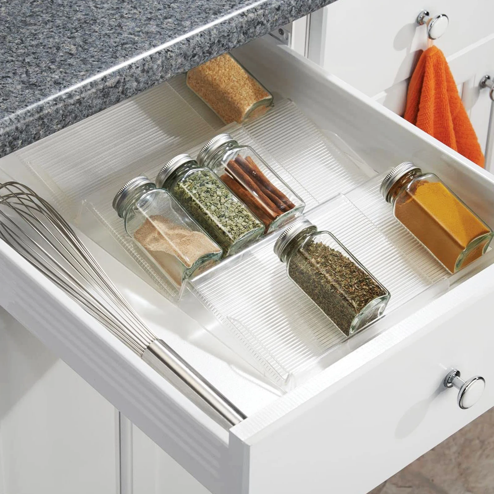 3 Layer Spice Drawer Organizer Expandable Spice Jar Rack Tray Plastic Seasoning Organizer Cabinet Kitchen Shelves for Countertop