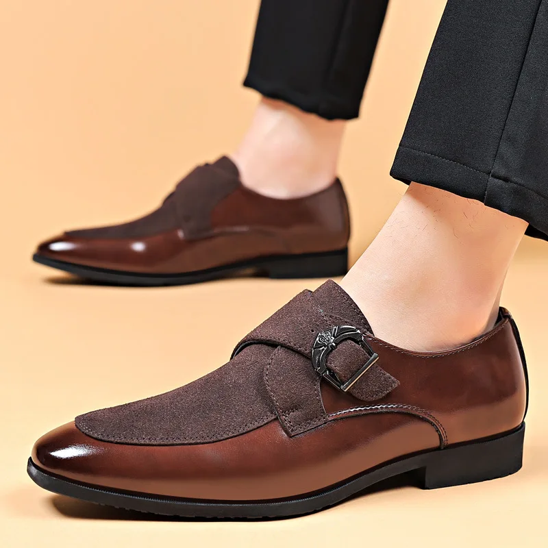 Casual Business Shoes for Men Point Toe Men Dress Buckle Shoes Luxury Men\'s  Wedding Formal Shoes Derby Party Oxford Footwear