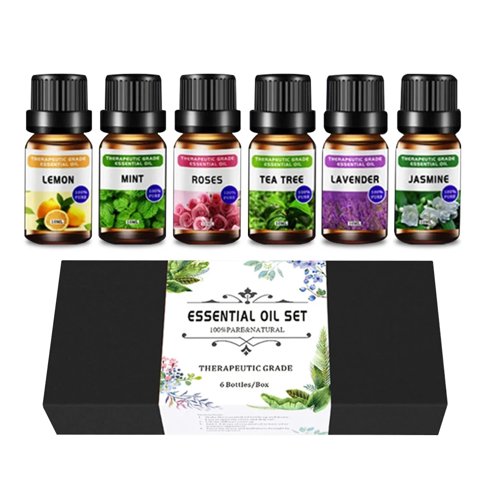 ชุดน้ํามันหอมระเหย 60ml น้ํามันธรรมชาติผสมผสานสําหรับความชื้นลาเวนเดอร์เลมอนเปปเปอร์มินท์โรสจัสมิน - เพิ่มพื้นที่ของคุณ
