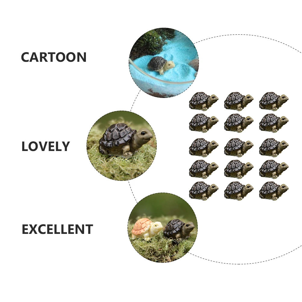 

15pcs Miniature Resin Turtle naments for Desktop Decor Durable Multicolor H made Casting Lifelike Charm