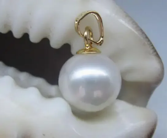 Jewelry Pearl Pendant HUGE  10-11MM NATURAL SOUTH SEA WHITE PERFECT ROUND PEARL PENDANT Free Shipping