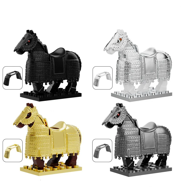 Military Building Blocks Action Solider Figures Gifts  Animals Medieval Fire Dragon Knight Horse Mount Wolf Children Toys MOC