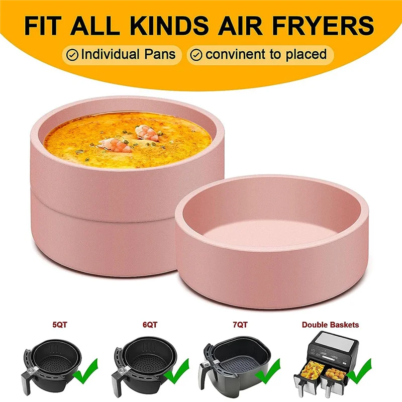 

A47U Silicone Air Fryer Egg Pan, Reusable Sous Egg Bite Maker Air Fryer Egg Mold Individual Microwave Egg Cooker Pink 4Pcs