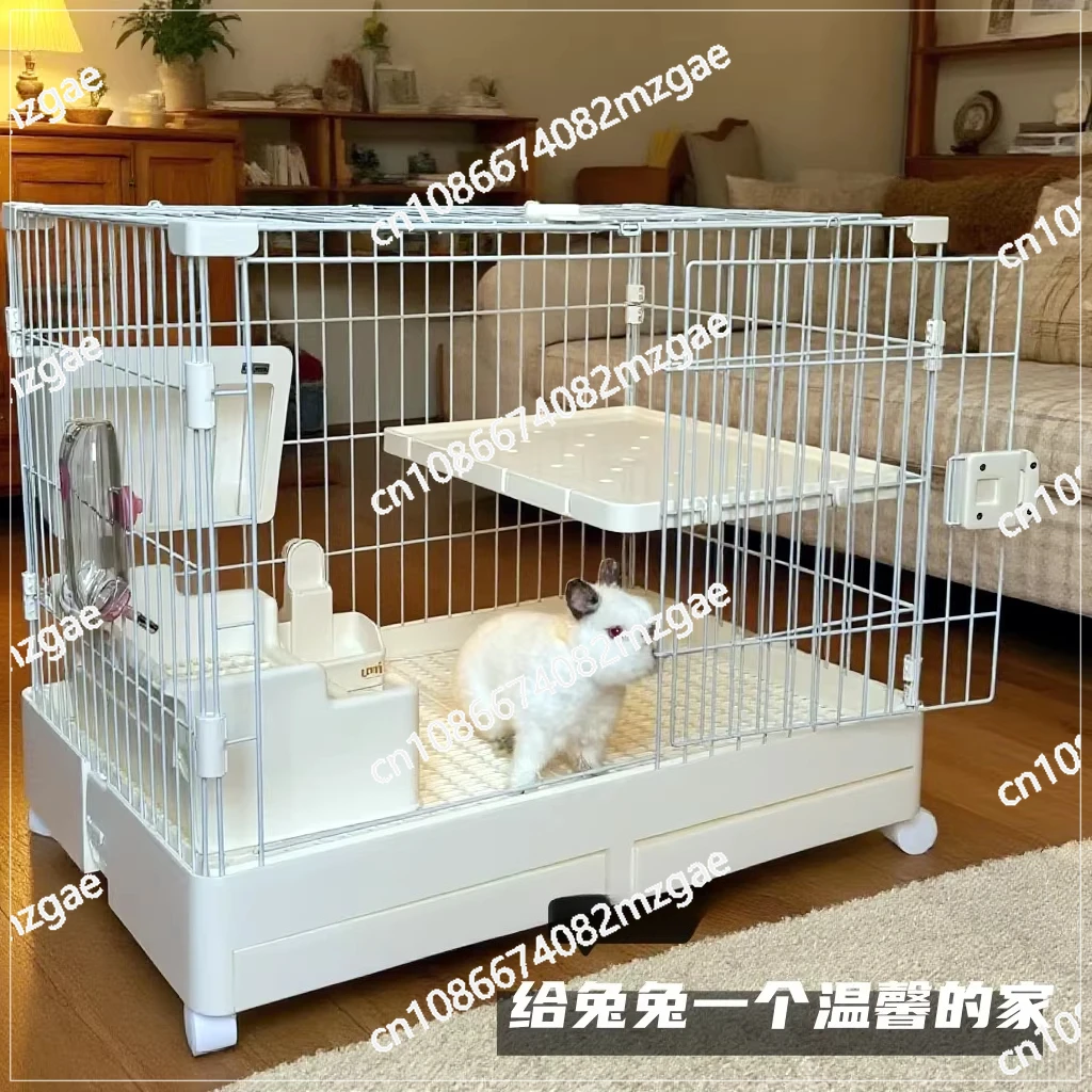 Rabbit cage automatic manure cleaning cage household extra large luxury cage villa nest house