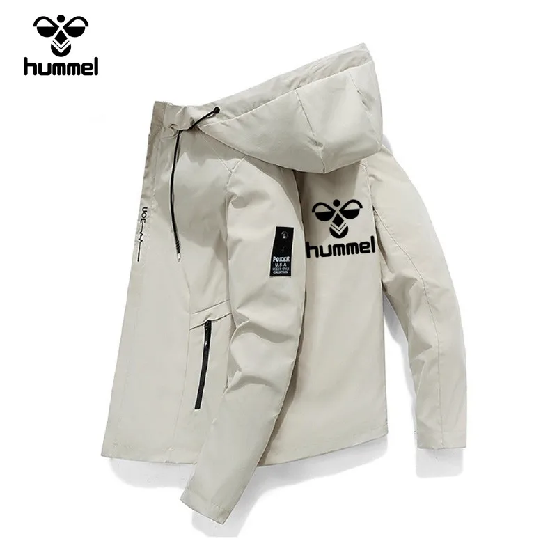 2024 New Spring brand HUMMEL Men\'s windproof zipper Jacket Casual high quality hooded baseball jacket Outdoor sports jacket