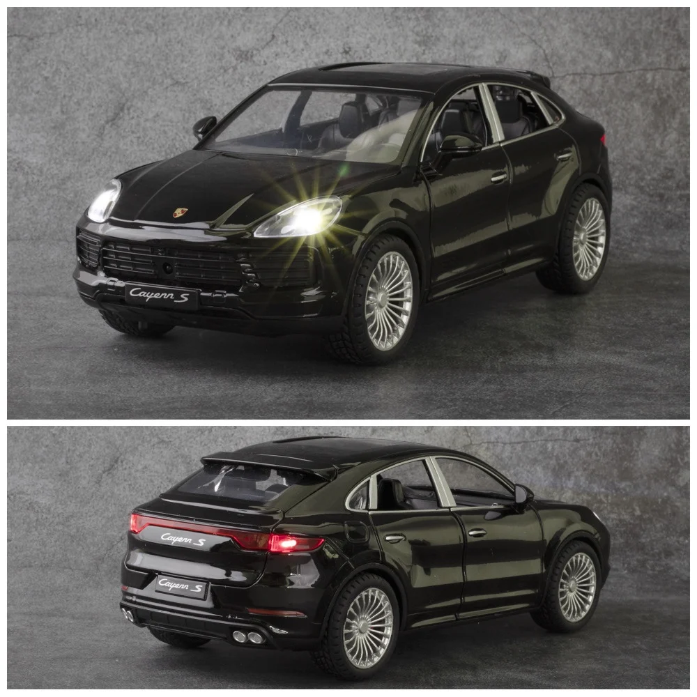 1/24 porsche cayenne suv modelo de carro porta som e luz pull-back liga menino brinquedo carro coleção modelo de carro de brinquedo presente das crianças.