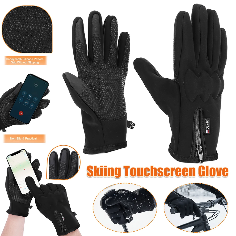 

Winter Sports Gloves Waterproof Fleece-Lined Warm Gloves Windproof Full Fingers Warmer Gloves for Fishing Driving Motorcycle Ski
