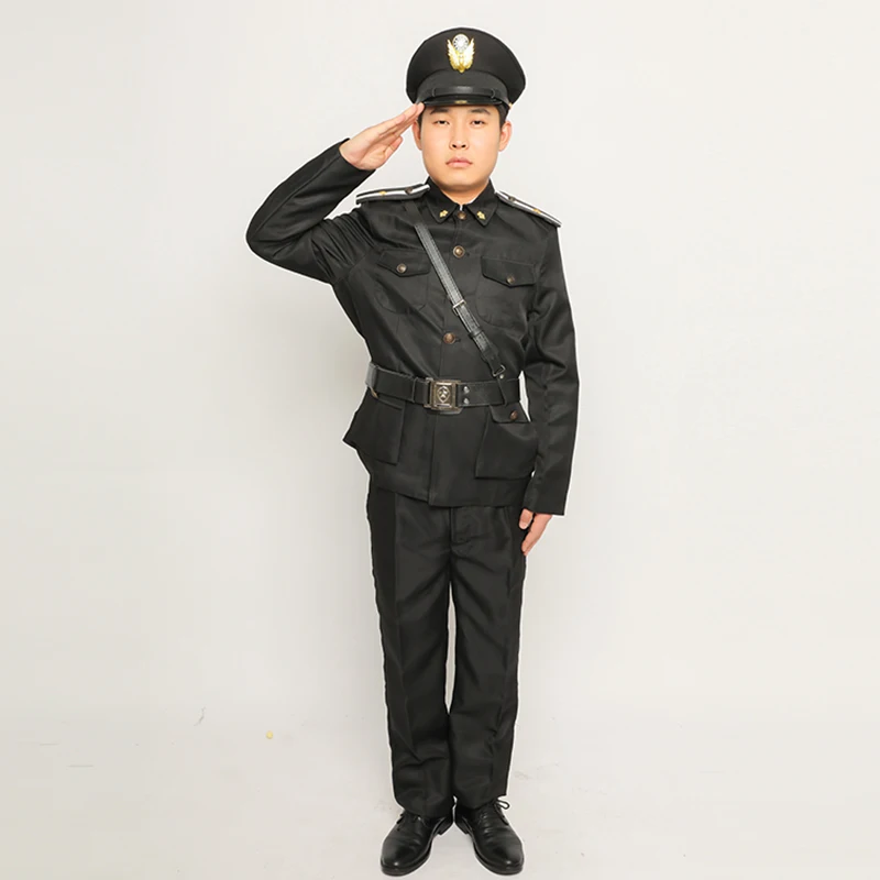 

1912 - 1949 China Police Chief Suits Hat + Coat + Pants Patrol Room Kuomintang Male Officer Uniform Stage Performance Costume