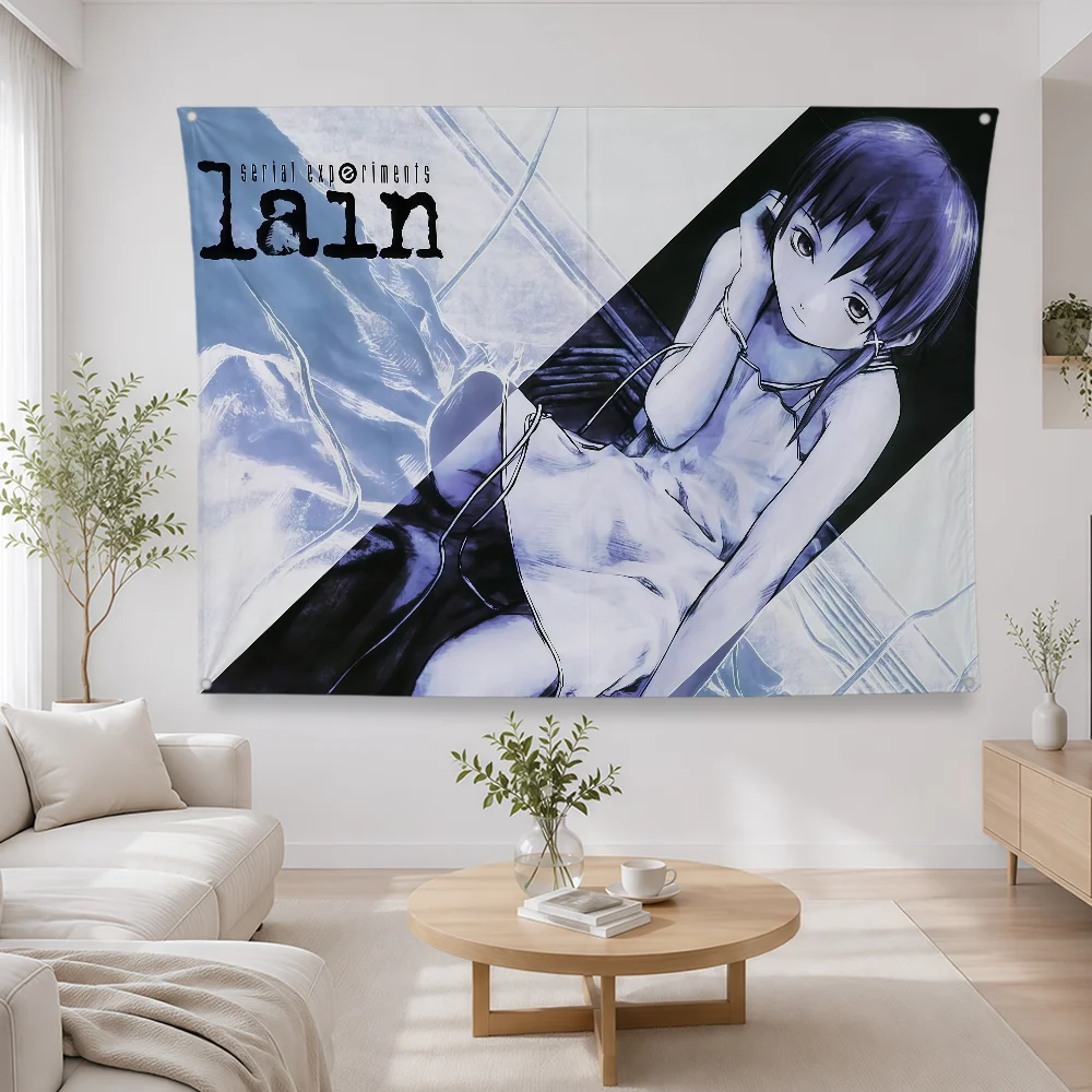 Anime Serial E-Experiments Lain Flag Polyester Banner Flags For Party Club Outdoor Interior Wall Paper Decoration Banner Gift