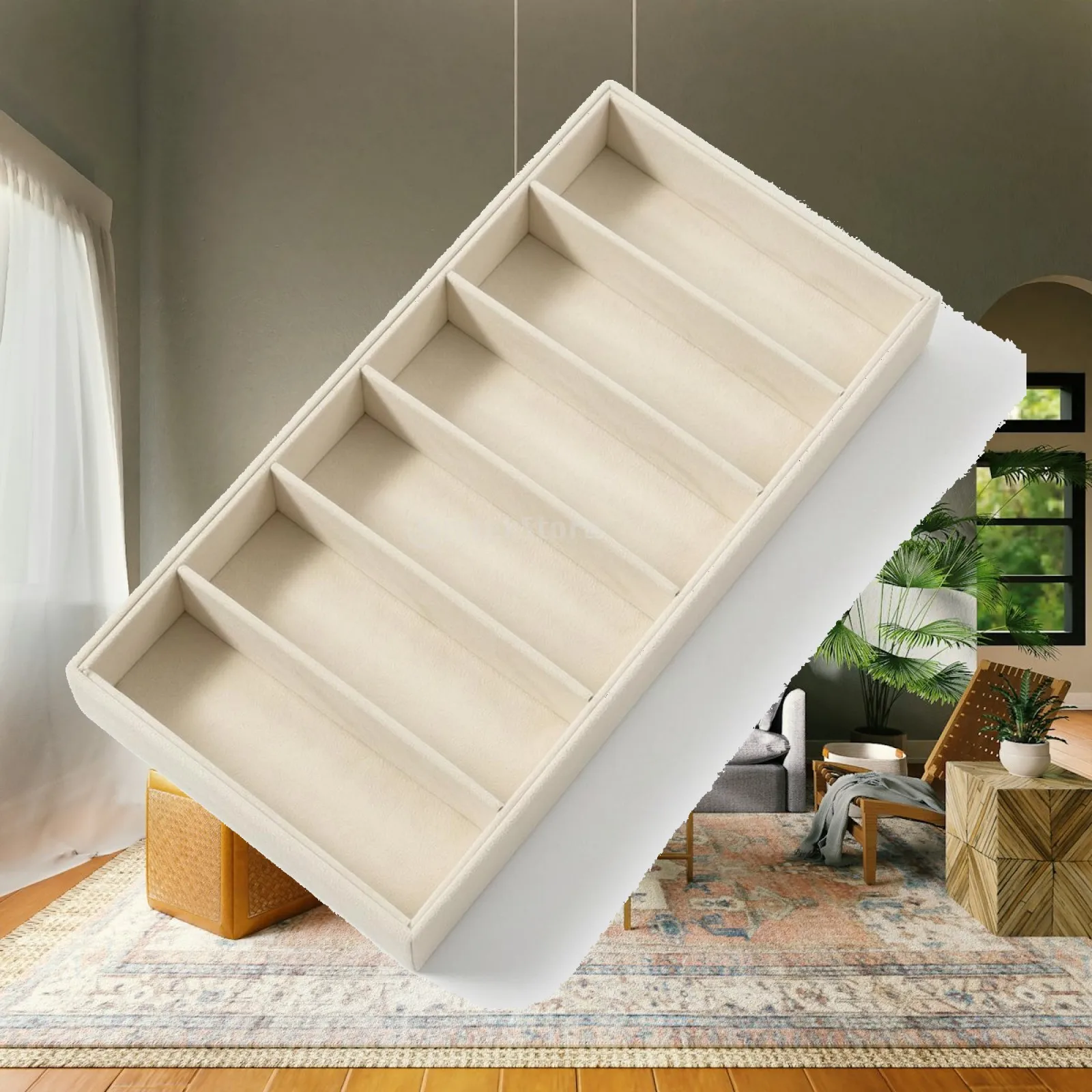 Sunglasses Display Organizer with 6 Compartments Safeguarding Sunglasses Organizer with 6 Slots Sunglass Tray Rectangular
