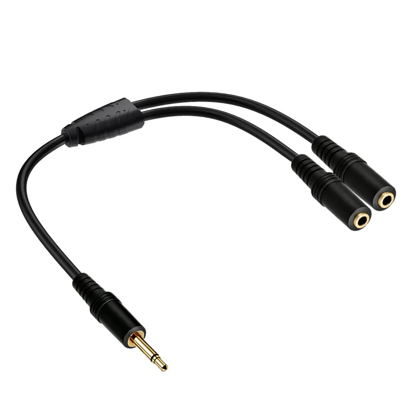 3.5mm TS Mono Male To Dual 3.5mm Mono Female Audio Y Splitter Cable 1/8 Inch Audio Extension Cord For Speaker Mixer Headphone