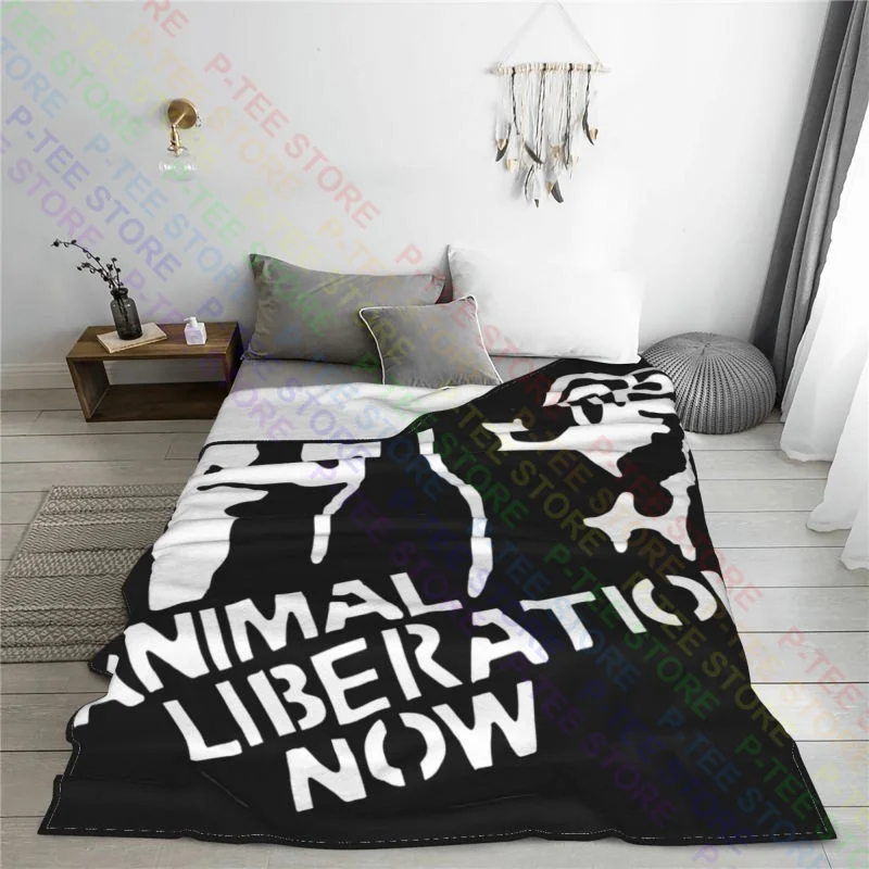 Animal Liberation Now Vegan Veggie Animal Rights Alf Protest Blanket Comfort Super Soft Sofa Dedicated