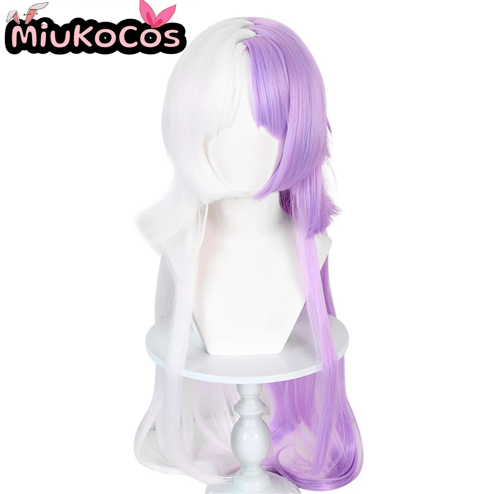 ในสต็อก Sigma คอสเพลย์วิกผมคู่สีขาวสีม่วงยาววิกผม MiukoCosplay อะนิเมะ Bungo Stray Dogs คอสเพลย์