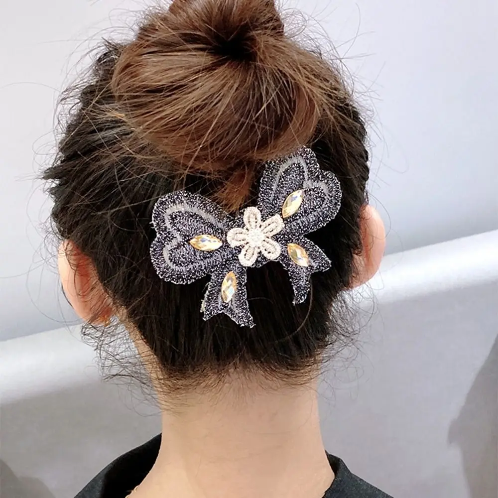 Cute Flower Seamless Magic Paste Butterfly Bow Bangs Paste Hair Clip Hair Holder Styling Tool Girls