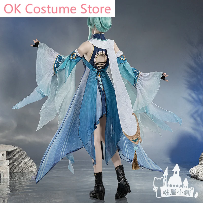 Anime! Genshin Impact Madame Ping Game Suit Elegant Cheongsam Dress Uniform Cosplay Costume Halloween Party Outfit Women