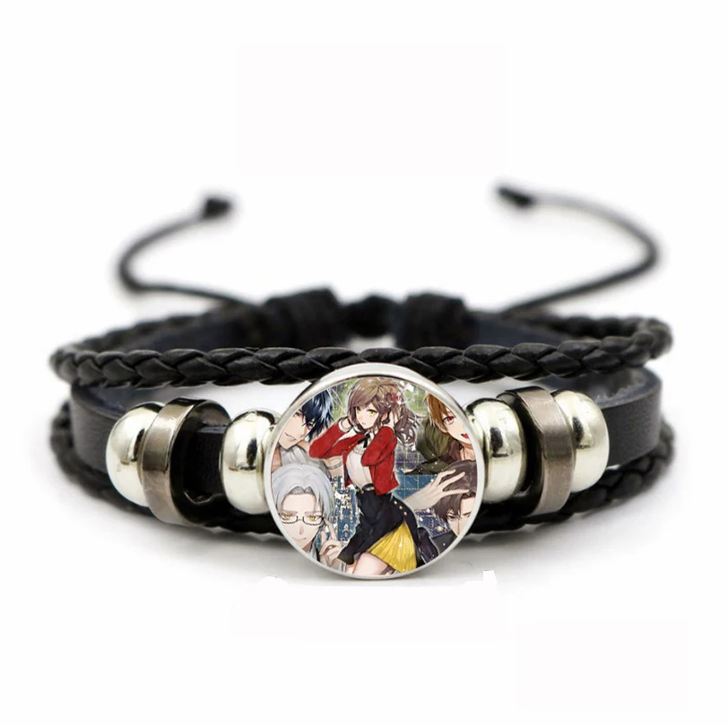 Braccialetto regolabile per adolescenti bracciale in pelle intrecciata in PU braccialetto con gemma del tempo per braccialetto intrecciato con messaggero mistico Anime