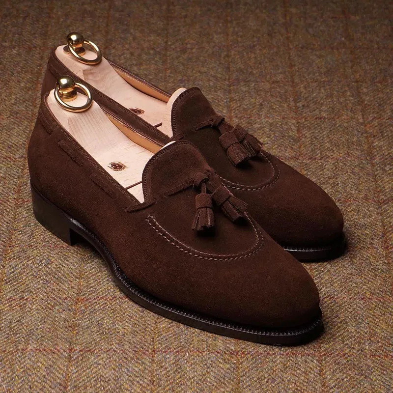 Loafers Men Brown Green Flock Fringe Casual Breathable Slip-On Solid Shoes for Men Zapatos De Hombre
