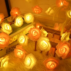 LED Pink Rose Flower String Lights Battery Operated for Wedding Home Party Birthday Festival Indoor Outdoor Decorations