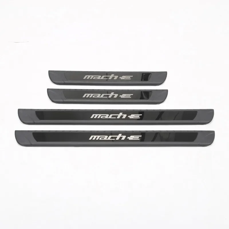 For Mustang Mach-E Door Welcome Pedal Sill Strip 4Pcs Protective Sticker Modification New Energy Vehicle Parts Accessories 2022