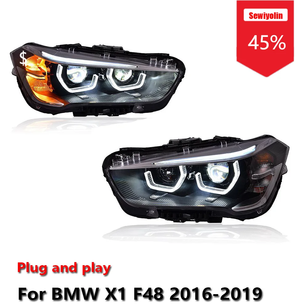 

Автомобильные светодиодные фары Sewiyolin в сборе для BMW X1 F48 2016-2019, противотуманные фары DRL, стоп-сигналы поворота, Plug and Play