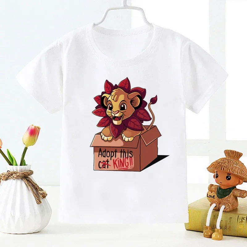 The Lion King Simba T-shirt Summer Children Clothing Baby Top Kids Boys Clothes White Short Sleev Tshirt 1-12 Years Old Kids Tee