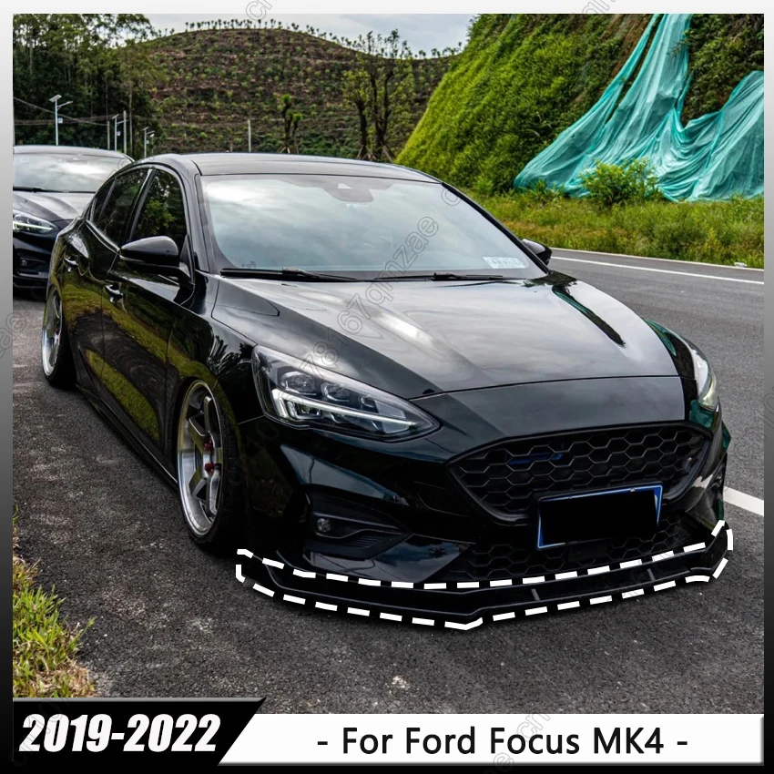 

Front Bumper Lip Spoiler Splitter Diffuser Detachable For Ford Focus MK4 2019-2022 Car Spoiler Diffuser Guard Cover Body Kit